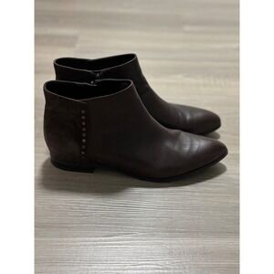 Nine West Brown Leather Suede Studded Ankle Boots Women's Pointed Toe Size‎ 10.5
